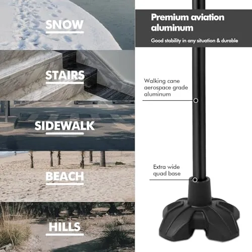 KINGGEAR F1 Walking Cane Review: Quad Base Support image 3