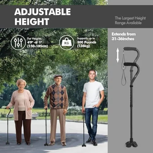 KINGGEAR F1 Walking Cane Review: Quad Base Support image 6