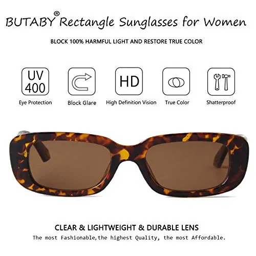 BUTABY Rectangle Sunglasses Review: Retro UV400 Frames image 3