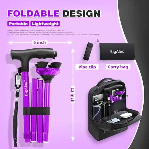 BigAlex Folding Walking Cane Review: LED Quad Base image 5